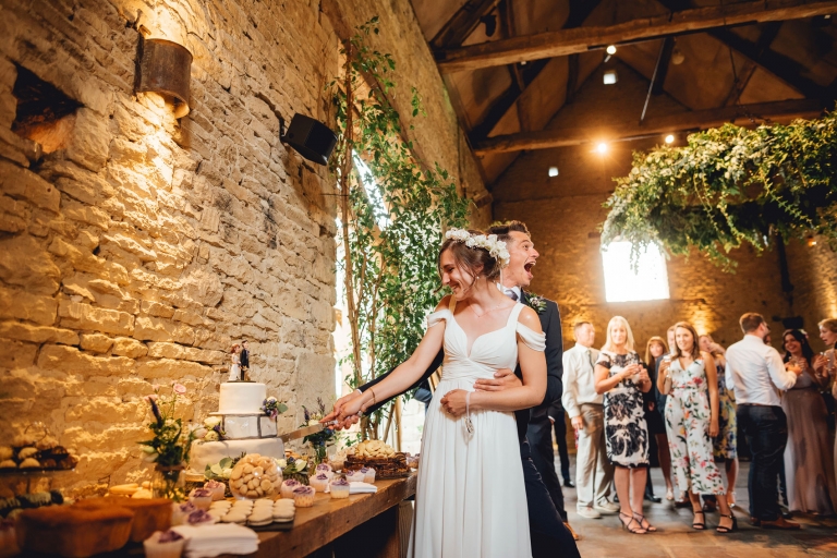 cutting the cake in the main barn at cripps