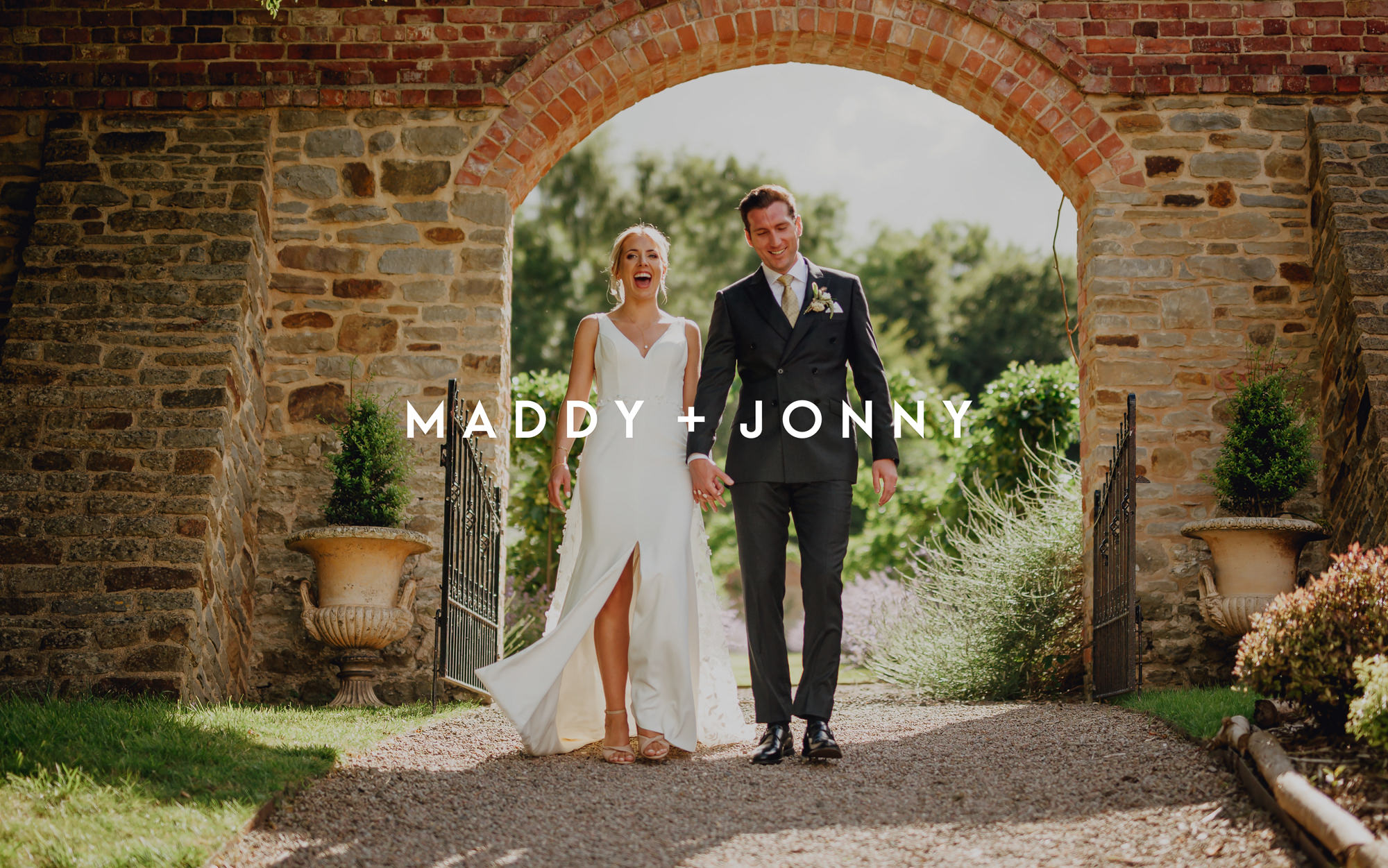 bride and groom at homme house gardens